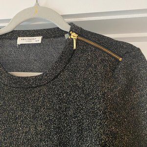Equipment Femme black sequin long sleeve top, XS
